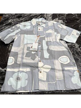 Quiksilver Waterman Surfrider Printed SS Woven Shirt Carbon Mens Size Large NWT